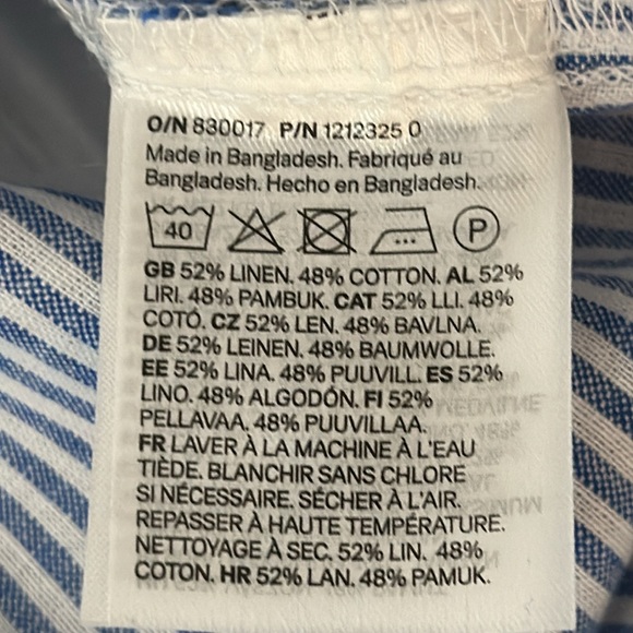 H&M Ruffled Neckline and Sleeves Seersucker Tunic Blouse Sz L - Picture 8 of 8